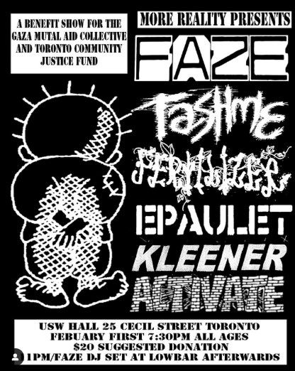 A benefit show for the Gaza mutual aid collective and Toronto community justice fund