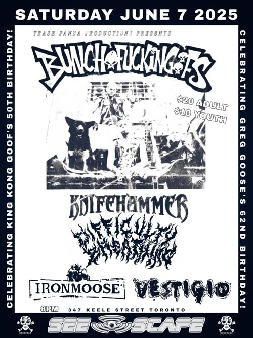 Bunchofuckingoofs, Difficulty Breathing, Knifehammer, Iron Moose, Vestigiö