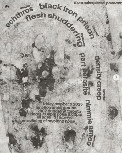Echthros (Calgary) / Black Iron Prison / Density Creep / Flesh Shuddering / Part Parasite / Nimmie Amee