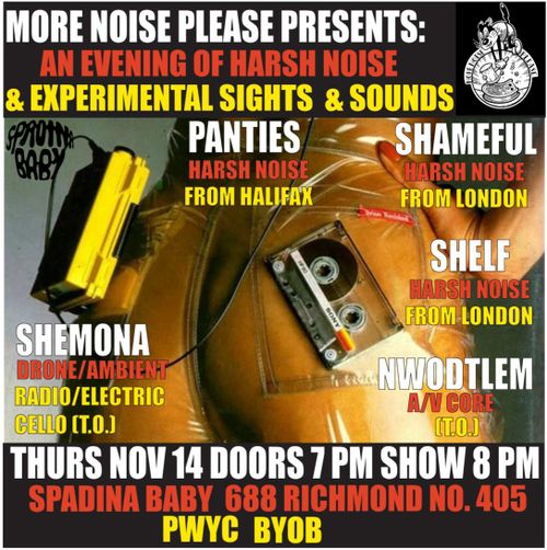 More Noise Please!  Presents an evening of Harsh Noise & Experimental Sights & Sounds!